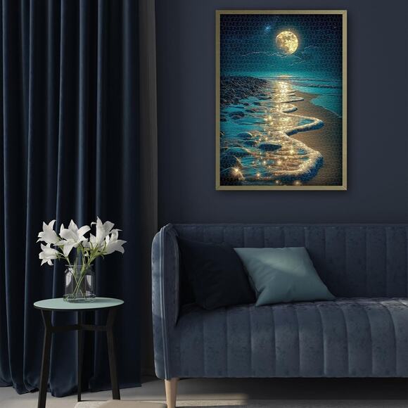Beach Jigsaw Puzzle 1000 Pieces, Ocean Moonlit Serenade Adult 50 x 70 New sealed - Picture 5 of 6